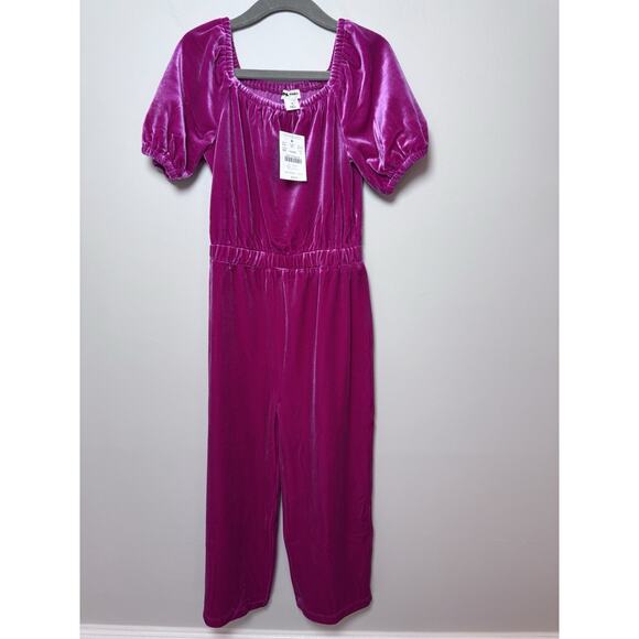 J. Crew Crewcuts Girl's Size 4 Velvet Jumpsuit Romper Pantsuit In Berry $80 NWT - Picture 2 of 13